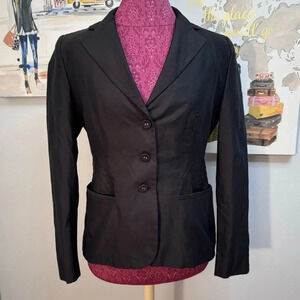 Bottega Veneta Black Jacket Blazer with Piping Detail Women Size IT 46 Large L